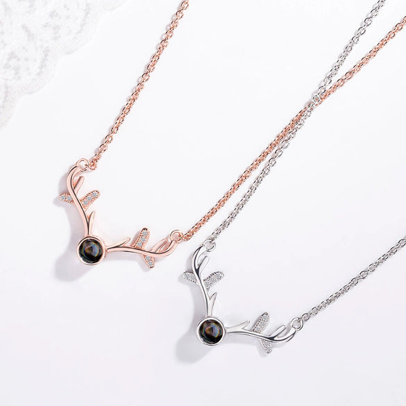 Wholesale S925 Sterling Silver Necklace With Elk Antler And Plum Blossom Pendant Geometric Style Electroplated