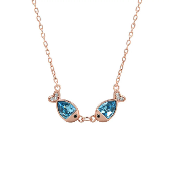 Wholesale S925 Sterling Silver Necklace With Geometric Design And Fish Kiss Pendant For Women