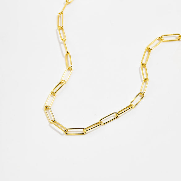 Wholesale S925 Sterling Silver Necklace With Joker Retro Design Paper Clip Chain Electroplated 18K Gold Geometric Style