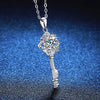 Wholesale S925 Sterling Silver Necklace With Moissanite Four Leaf Clover And Key Pendant Light Luxury Style Diamond Like Design