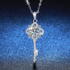 Wholesale S925 Sterling Silver Necklace With Moissanite Four Leaf Clover And Key Pendant Light Luxury Style Diamond Like Design