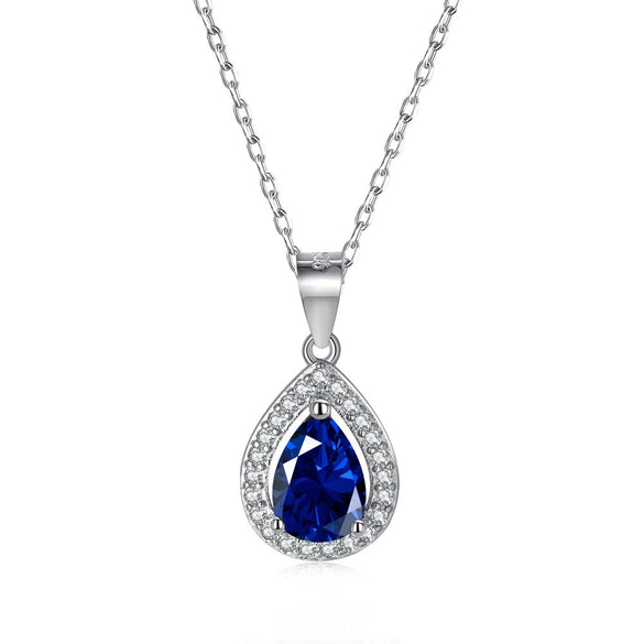 Wholesale S925 Sterling Silver Necklace With Pearshaped Colored Zirconium Geometric Light Luxury Style And Mixed Gemstone Inlay And Electroplating For Women