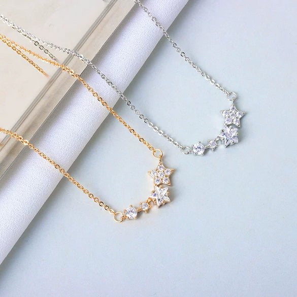 Wholesale S925 Sterling Silver Necklace With Star Beads Electroplated For Women