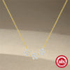 Wholesale S925 Sterling Silver Necklace With Three Small Diamond Flower Pendant And O Chain Geometric Style Zirconia Treatment