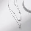 Wholesale S925 Sterling Silver Niche Design Geometric Double Stacked Diamond Clavicle Chain