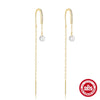 Wholesale S925 Sterling Silver Niche Design Tassel Ear Hook Ear Stud Ear Line Women's Elegant All Match Earrings With Geometric Pattern And Electroplating