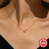 Wholesale S925 Sterling Silver Ochain Necklace With Round Pearl Ring Link And Geometric Pattern Electroplated For Women