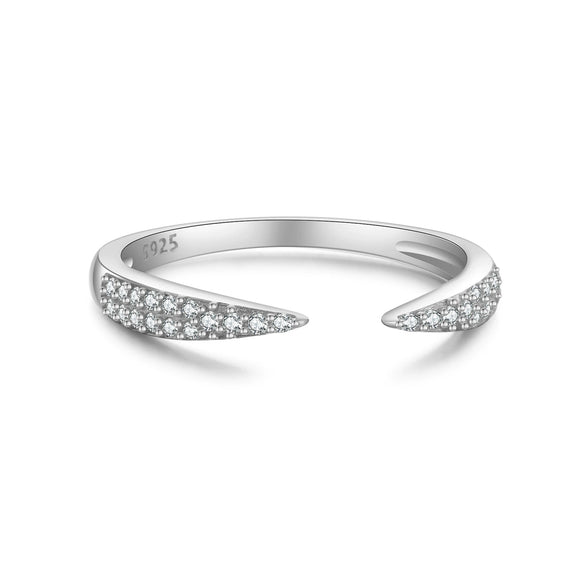 Wholesale S925 Sterling Silver Open Adjustable Ring For Women With Asymmetrical Design And Electroplating Process