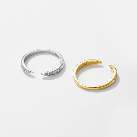 Wholesale S925 Sterling Silver Open Adjustable Ring For Women With Asymmetrical Design And Electroplating Process