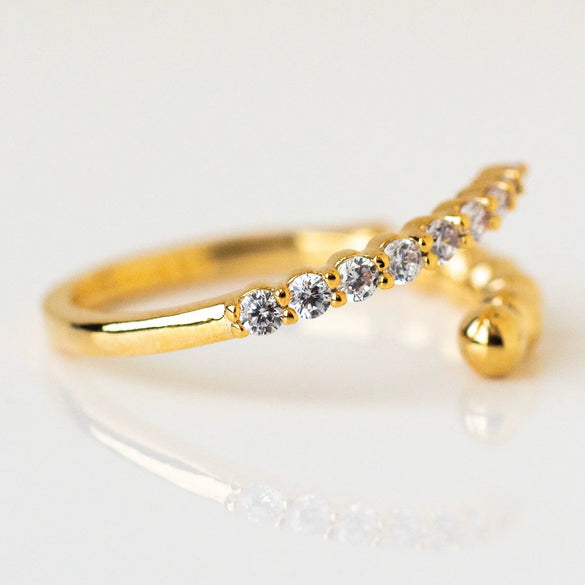 Wholesale S925 Sterling Silver Open Ring With Diamond Gold Beads Stitching And Geometric Design Electroplated For Women