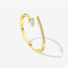 Wholesale S925 Sterling Silver Opening Adjustable Microinlaid Zircon Geometric Irregular Stacked Finger Ring With Platinum Or 18K Gold Electroplating