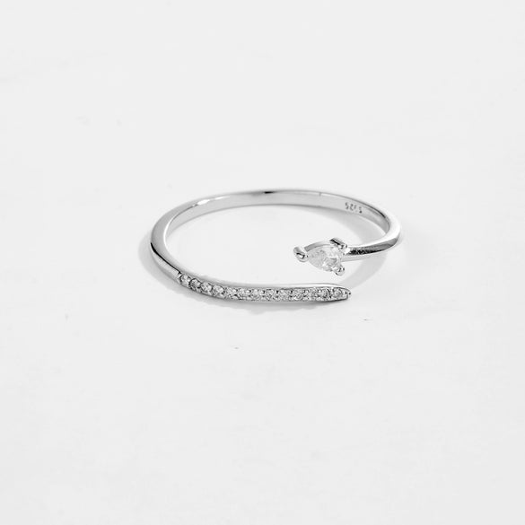 Wholesale S925 Sterling Silver Opening Adjustable Microinlaid Zircon Geometric Irregular Stacked Finger Ring With Platinum Or 18K Gold Electroplating