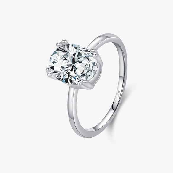 Wholesale S925 Sterling Silver Oval Dove Eggshaped Geometric Inlaid Zircon Ring For Women