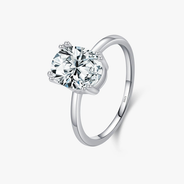 Wholesale S925 Sterling Silver Oval Dove Eggshaped Geometric Inlaid Zircon Ring For Women