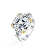 Wholesale S925 Sterling Silver Oval Ring With High Carbon Diamond And Geometric Pattern Electroplated For Women