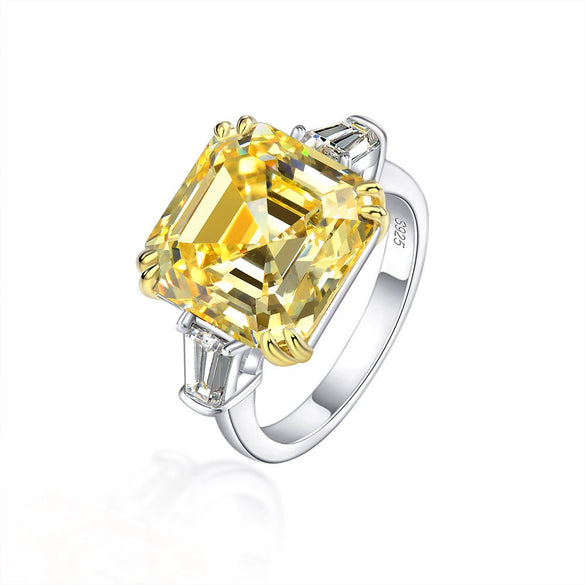 Wholesale S925 Sterling Silver Oval Ring With High Carbon Diamond And Geometric Pattern Electroplated For Women