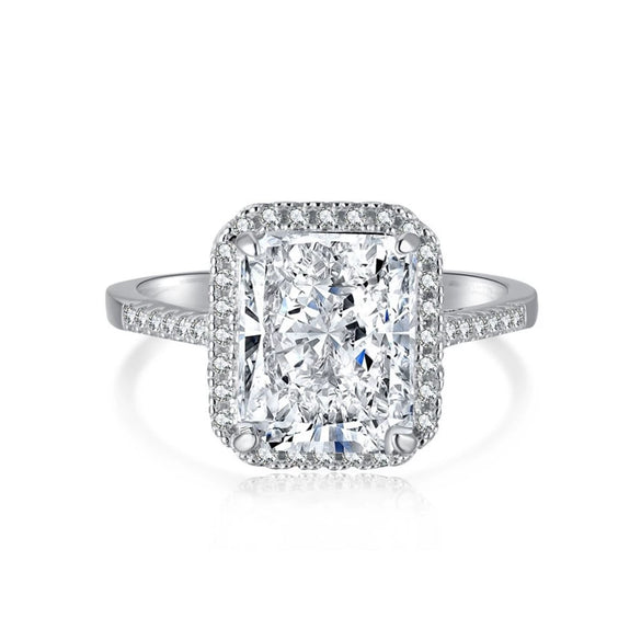 Wholesale S925 Sterling Silver Oval Ring With High Carbon Diamond And Geometric Pattern Electroplated For Women