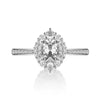 Wholesale S925 Sterling Silver Oval Ring With High Carbon Diamond And Geometric Pattern Electroplated For Women