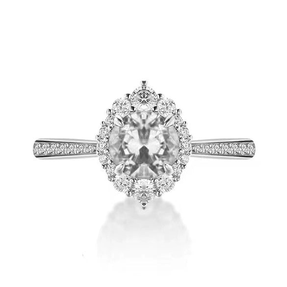 Wholesale S925 Sterling Silver Oval Ring With High Carbon Diamond And Geometric Pattern Electroplated For Women
