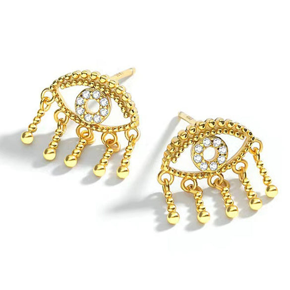 Wholesale S925 Sterling Silver Palm Diamond Ear Ring With Devil's Eye Fashion Creative Cold Style Inlay Earrings For Women