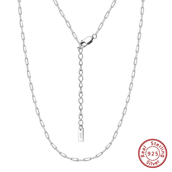 Wholesale S925 Sterling Silver Paper Clip Chain Cross Geometric Necklace Electroplated