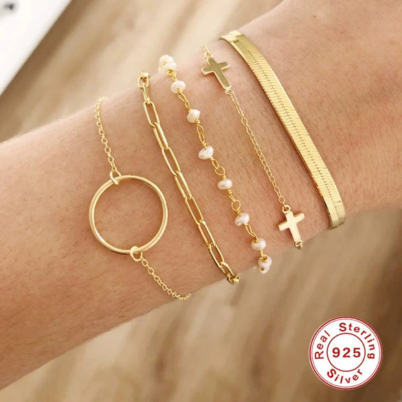 Wholesale S925 Sterling Silver Paperclip Bracelet For Women With Geometric Design And Electroplating Treatment