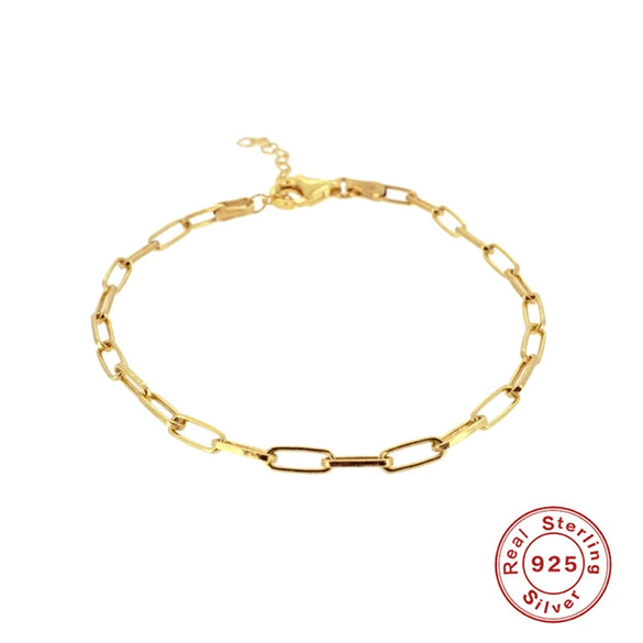 Wholesale S925 Sterling Silver Paperclip Bracelet For Women With Geometric Design And Electroplating Treatment