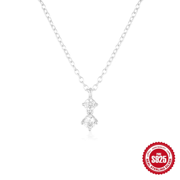 Wholesale S925 Sterling Silver Pearl Diamond Ochain Necklace With Geometric Design And Pearl Setting Process For Women