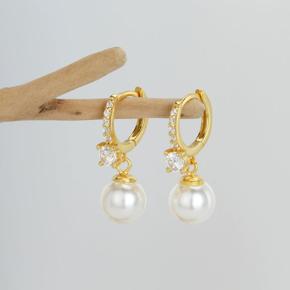 Wholesale S925 Sterling Silver Pearl Geometric Light Luxury Women's Earrings