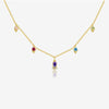 Wholesale S925 Sterling Silver Pearshaped Color Zirconium Hanging Long Necklace With Geometric Pattern And Electroplating Treatment
