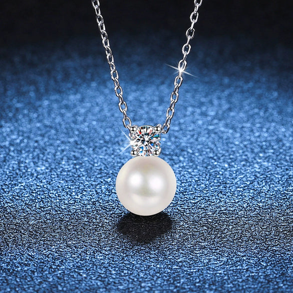 Wholesale S925 Sterling Silver Pendant Moissanite Necklace With Cross Chain And Crown Pattern For Women