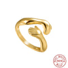 Wholesale S925 Sterling Silver Personality Hands Hug Joint Ring With Zirconia For Women