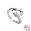 Wholesale S925 Sterling Silver Personality Hands Hug Joint Ring With Zirconia For Women