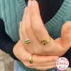 Wholesale S925 Sterling Silver Personality Hands Hug Joint Ring With Zirconia For Women