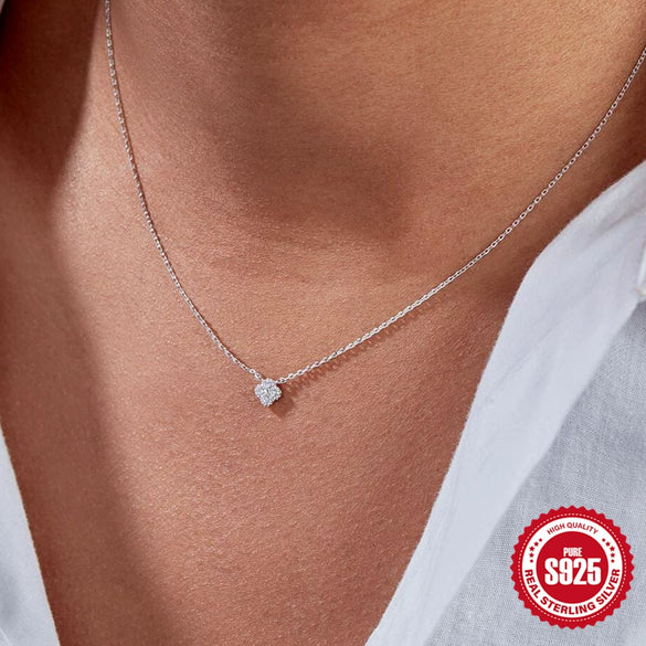 Wholesale S925 Sterling Silver Petal Fourleaf Clover Clavicle Necklace With Turquoise Zircon And Geometric Design