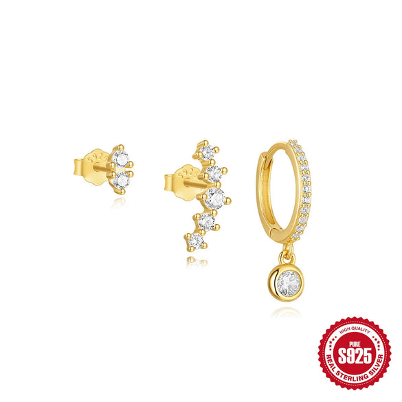 Wholesale S925 Sterling Silver Petal Light Luxury Minimalist Earrings Combination With Electroplating