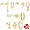 Wholesale S925 Sterling Silver Petal Light Luxury Minimalist Earrings Combination With Electroplating