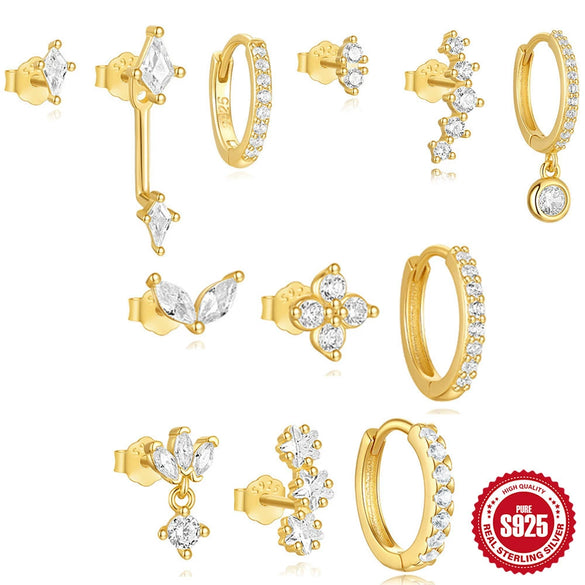 Wholesale S925 Sterling Silver Petal Light Luxury Minimalist Earrings Combination With Electroplating