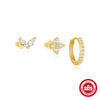 Wholesale S925 Sterling Silver Petal Light Luxury Minimalist Earrings Combination With Electroplating