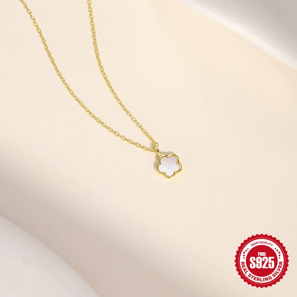 Wholesale S925 Sterling Silver Petal Shaped Hollow Earrings And Necklace Suit With Electroplating Treatment Unisex Style