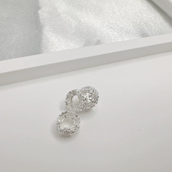 Wholesale S925 Sterling Silver Petalpatterned Large Hole Beaded Spacer Diy Handmade Jewelry Garland Loose Beads Electroplated
