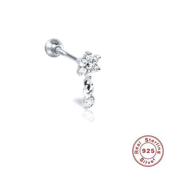 Wholesale S925 Sterling Silver Piercing Ear Nails With Zircon In Geometric Shape Electroplated For Women