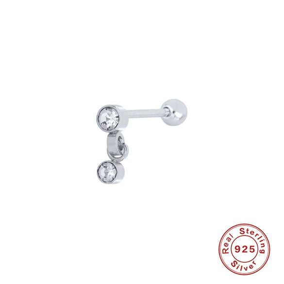 Wholesale S925 Sterling Silver Piercing Ear Nails With Zircon In Geometric Shape Electroplated For Women