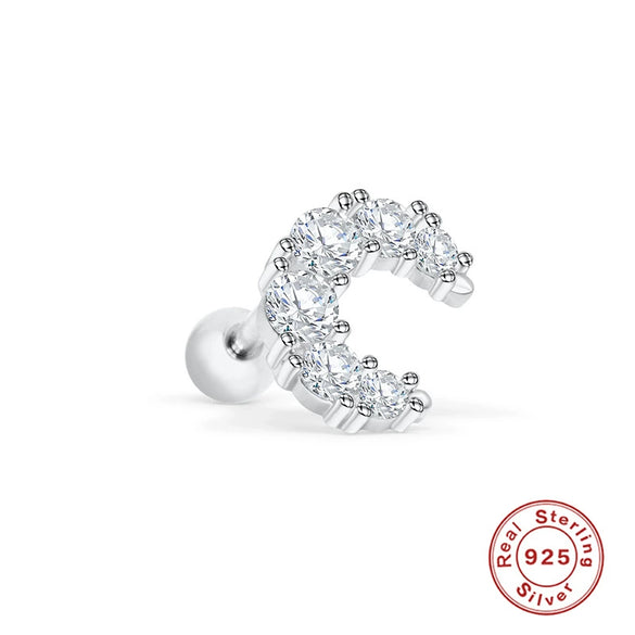 Wholesale S925 Sterling Silver Piercing Ear Nails With Zircon In Geometric Shape Electroplated For Women