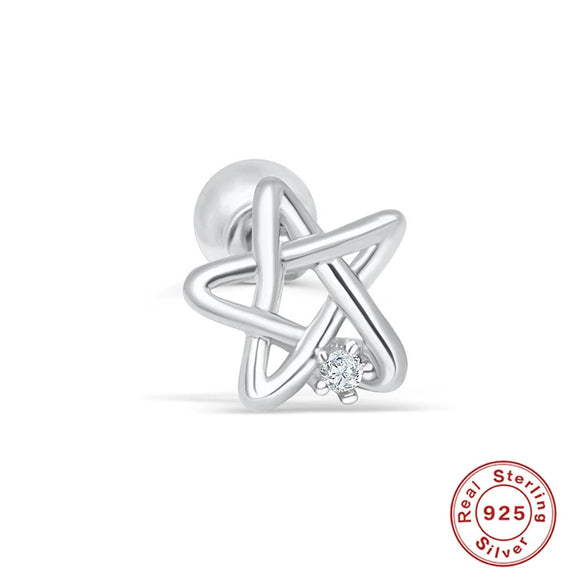Wholesale S925 Sterling Silver Piercing Ear Nails With Zircon In Geometric Shape Electroplated For Women