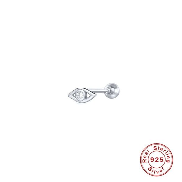 Wholesale S925 Sterling Silver Piercing Ear Nails With Zircon In Geometric Shape Electroplated For Women