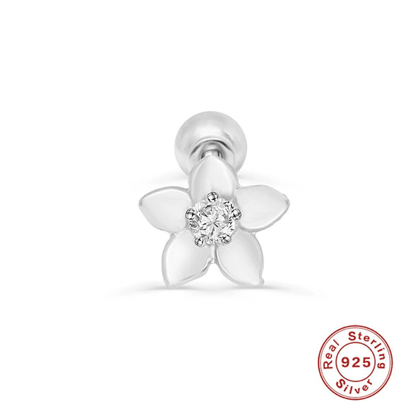 Wholesale S925 Sterling Silver Piercing Ear Nails With Zircon In Geometric Shape Electroplated For Women
