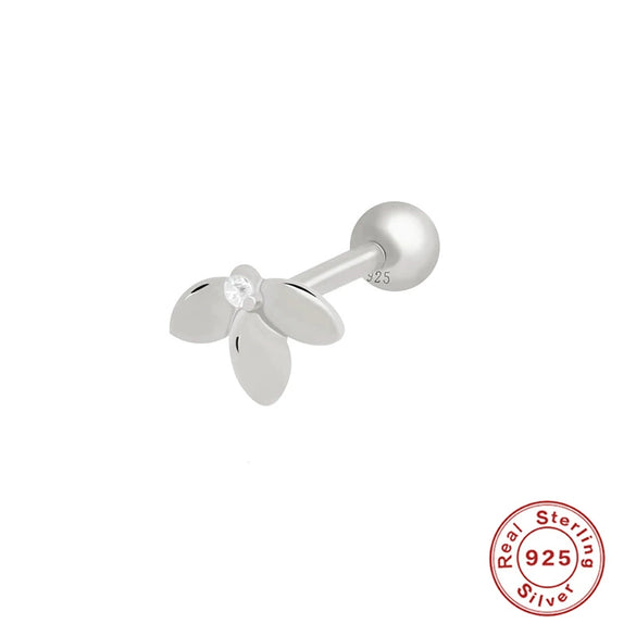 Wholesale S925 Sterling Silver Piercing Ear Nails With Zircon In Geometric Shape Electroplated For Women