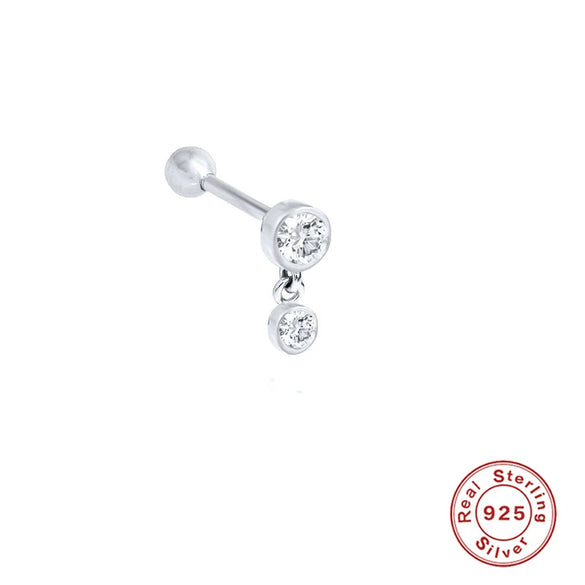 Wholesale S925 Sterling Silver Piercing Ear Nails With Zircon In Geometric Shape Electroplated For Women