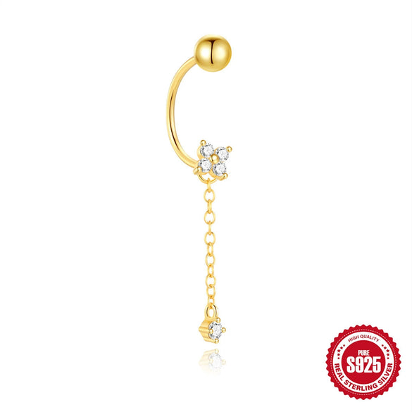 Wholesale S925 Sterling Silver Piercing Earrings With Star Moon Tassels Geometric Pattern Stacked Wear Electroplated For Women